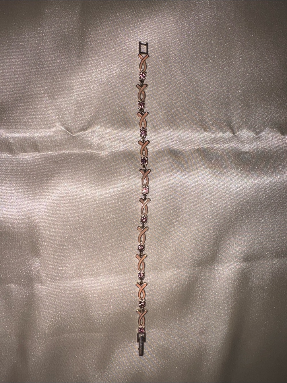 AVON Pink and Silver Linked Bracelet with Pink Stones💕